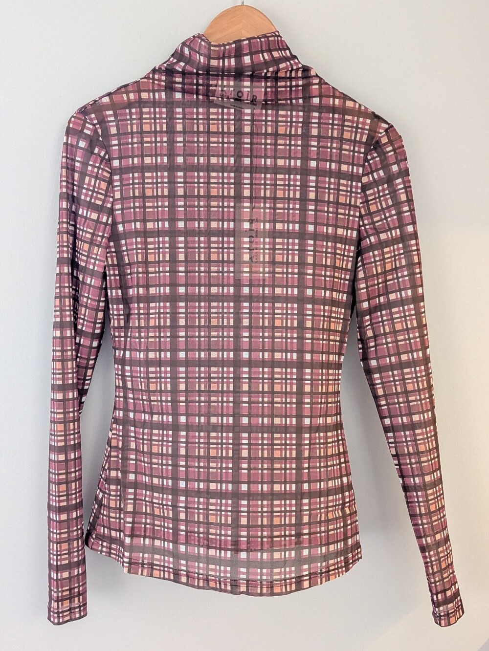 NWT Atoir x Lara Worthington Mesh Turtleneck Top XS Pink Plaid Check